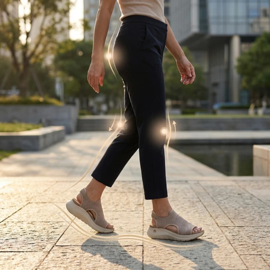 Suola curva rocker che scarica ginocchia e schiena